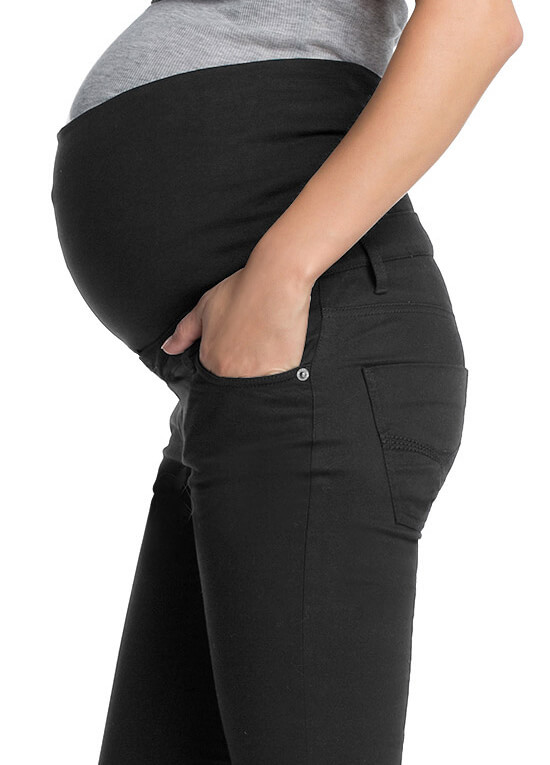 Black Slim Straight Cotton Maternity Pants by Esprit