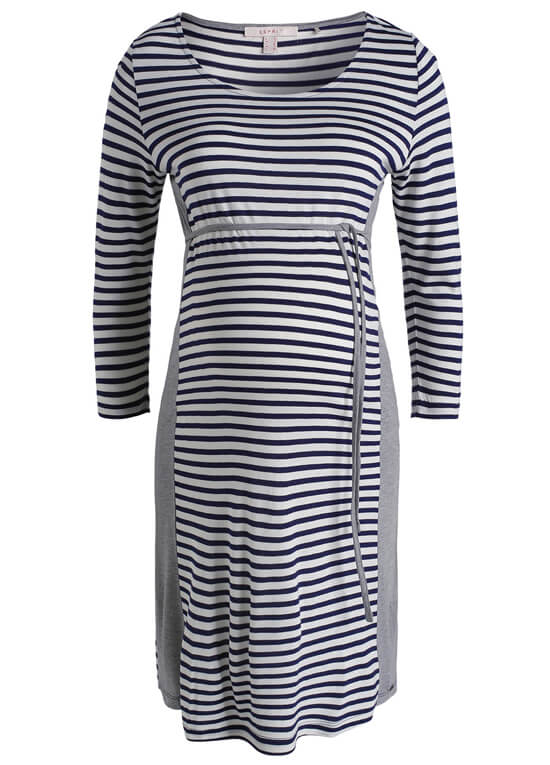 Side Panel Maternity TShirt Dress in Blue Stripes by Esprit