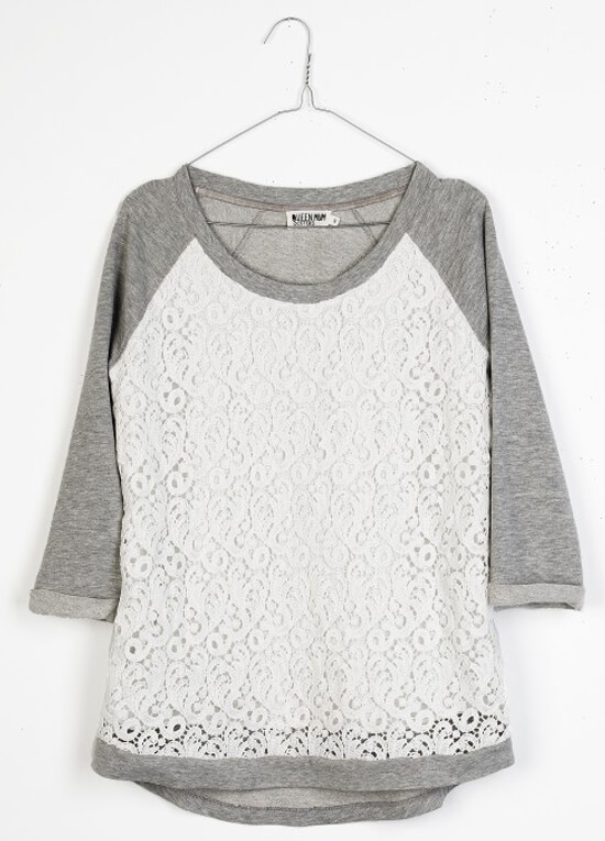 Mila Lace Front Maternity Sweatshirt in Grey/White by Queen mum