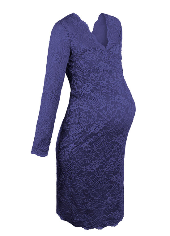 Beautiful Lace Maternity Evening Dress in Blue by Queen mum