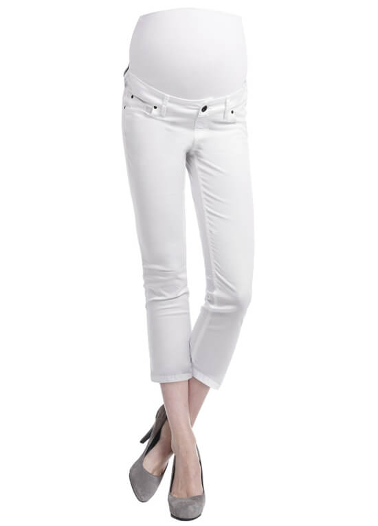 White Cotton Maternity Capri Pants by Queen mum