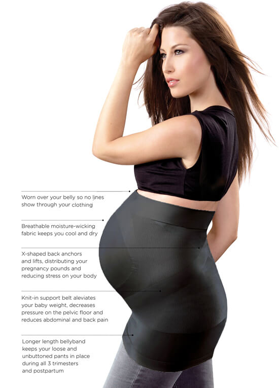 Built-in Support Maternity Belly Band in Black by Blanqi