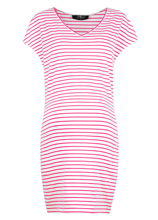 Ava Pocket Maternity Dress in Pink Stripe by Trimester Clothing