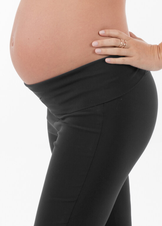 Aidan Black Maternity Capri Pants by Floressa