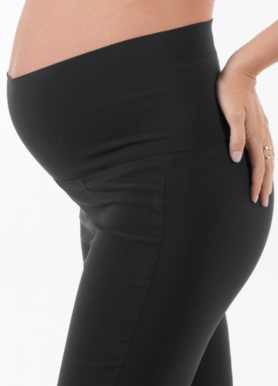 Aidan Black Maternity Capri Pants by Floressa