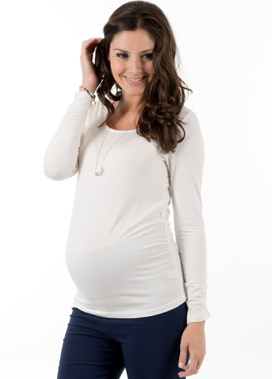 It Must Be Fate Long Sleeve Maternity Tee in Creme by Trimester