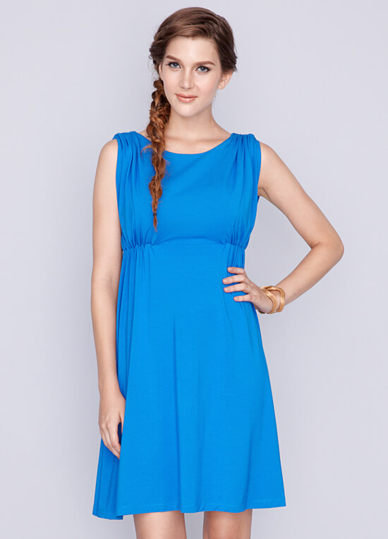 Celine Bamboo Maternity Nursing Dress in Blue by Dote Nursingwear