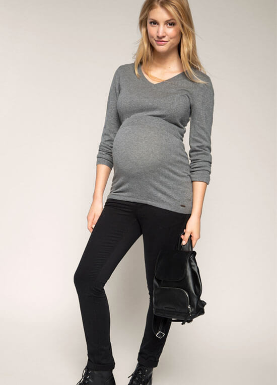 Fitted Maternity Knit Jumper in Grey by Esprit