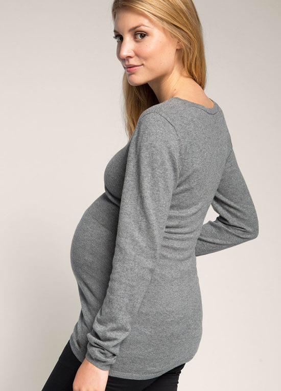 Fitted Maternity Knit Jumper in Grey by Esprit