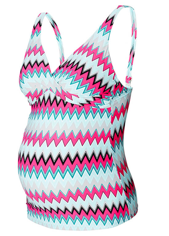 Malta Maternity Swimwear Tankini Top in Pink Chevron by Noppies