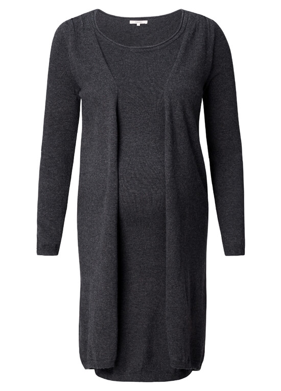 Haeli Grey Knit Maternity Dress w Attached Cardigan by Noppies