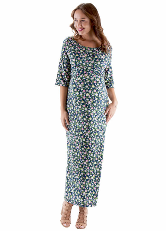 London Floral Print Maternity Maxi Dress by Trimester Clothing