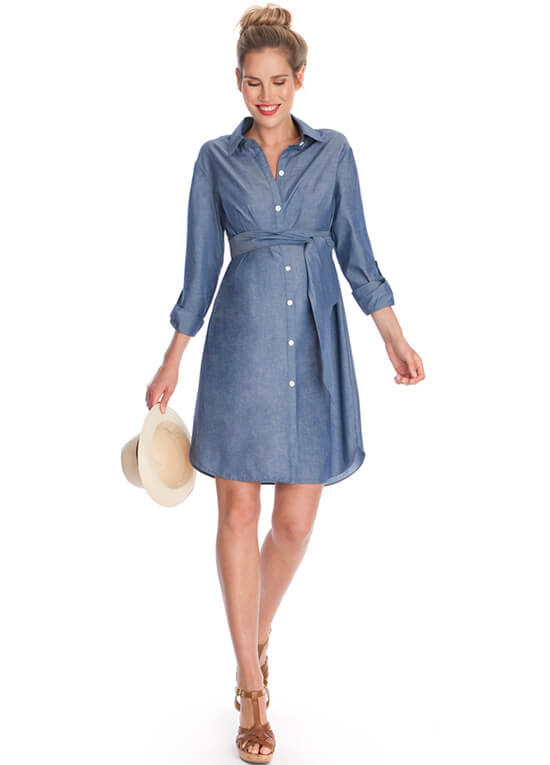 Abalina Chambray Maternity Shirt Dress by Seraphine 