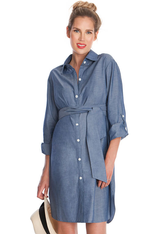 Denim maternity shirt dress top