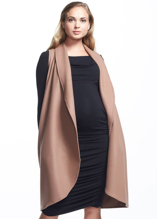 Frost Wool Long Maternity Vest in Camel by Soon Maternity