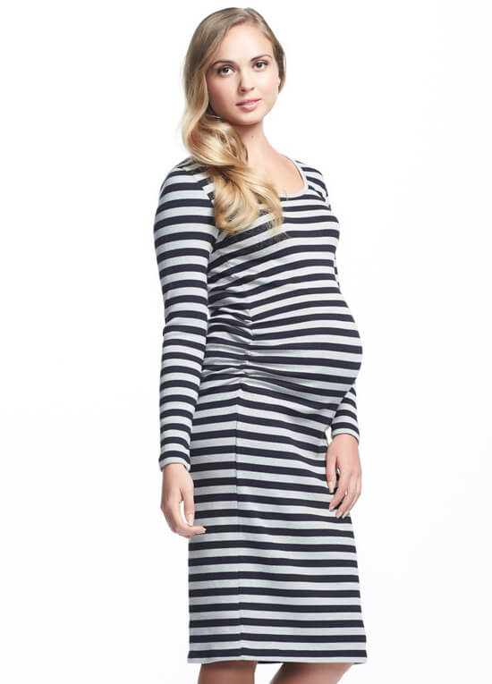 The Stripe Script Maternity and Nursing Dress with Shrug