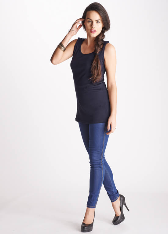 Trimester - Claire Postpartum Nursing Tank Top - Navy | Queen Bee