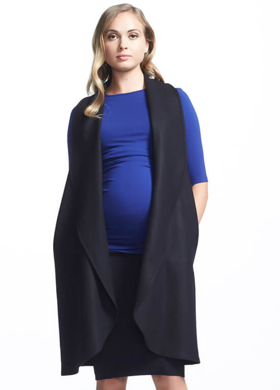 Frost Wool Long Maternity Vest in Black by Soon Maternity