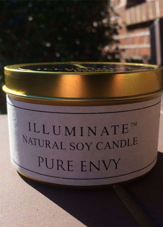 Soybased Candle in Tin w Pure Envy Fragrance by Illuminate