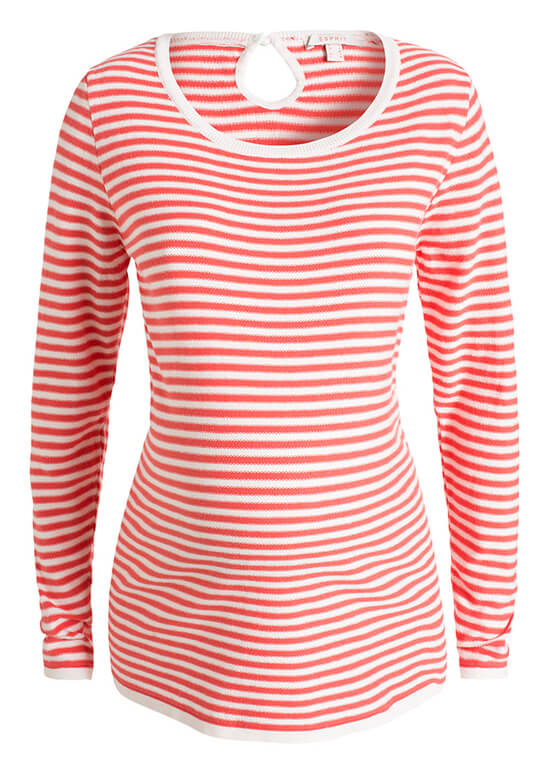 Coral Stripe Cotton Knit Maternity Sweater by Esprit
