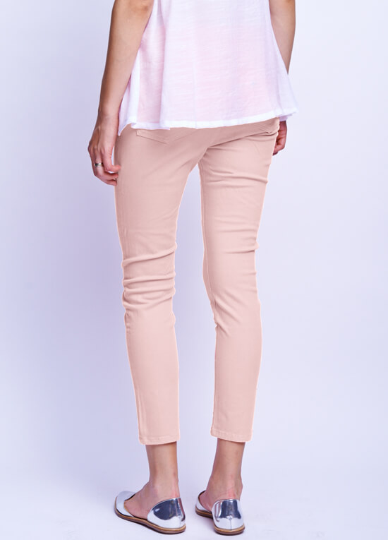 Dusty Pink Skinny Ankle Maternity Jeans by Maternal America 