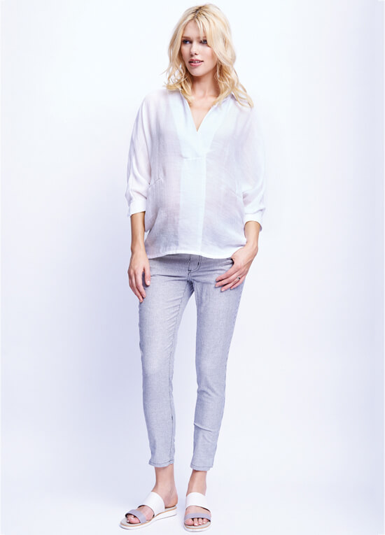 Oversize Maternity Blouse in White by Maternal America 