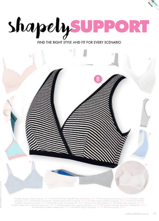 Stella Maternity Nursing Sleep Bra in Black Stripe by Queen Bee
