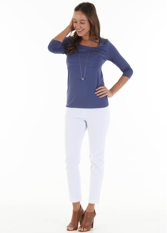 Alana Postpartum Nursing T-Shirt in Blue by Trimester Clothing