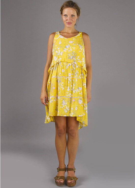 Freedom Maternity Nursing Dress in Marigold Floral by Fillyboo