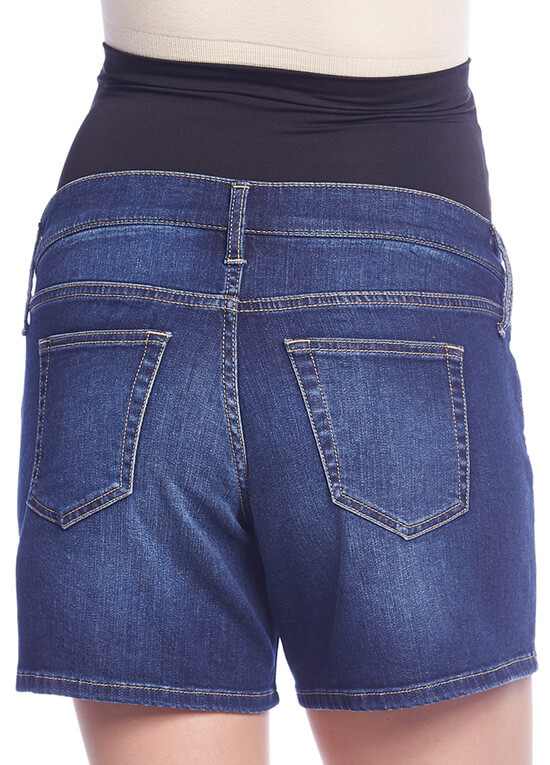 Over Bump Maternity Denim Shorts in Blue by Queen mum