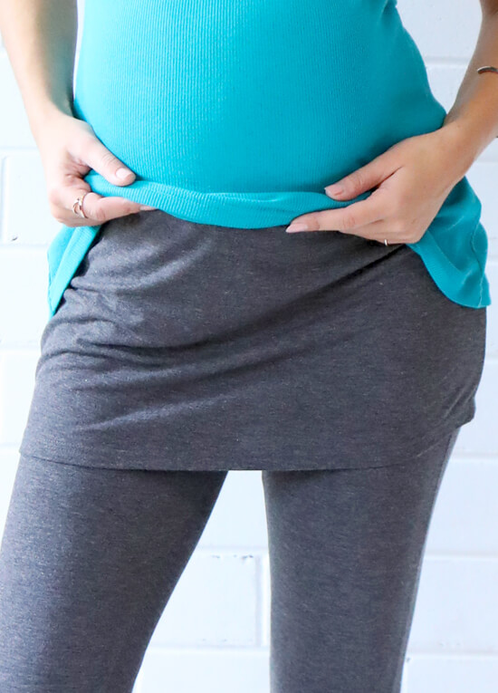 Brooks Skirted Maternity Legging in Charcoal by Trimester