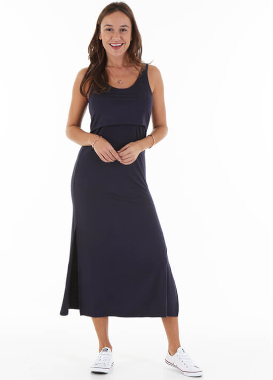 Armani Layered Nursing Maxi Dress by Trimester Clothing