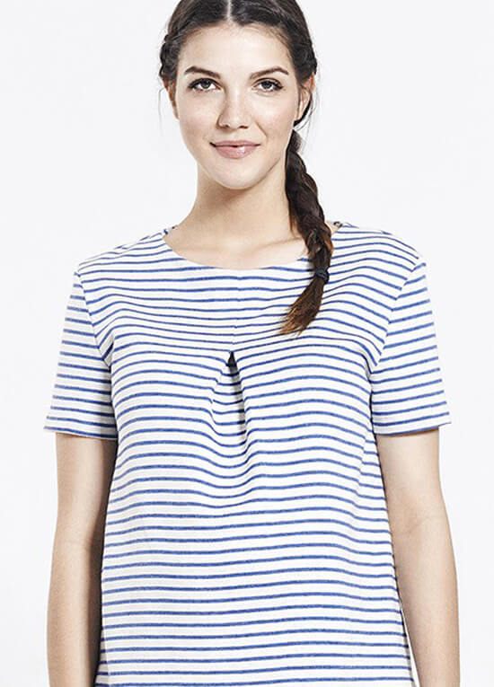 Striped Blue/White Maternity Blouse by Paula Janz