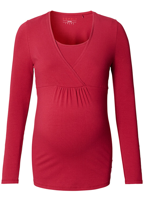 Long Sleeve Maternity Nursing Top in Mission Red by Esprit