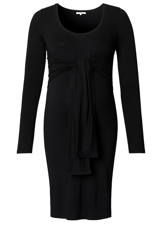 Linn Long Sleeve Tie Maternity Dress in Black by Noppies