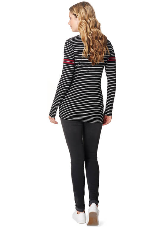 Ribbed Knit Black Striped Maternity Sweater by Supermom