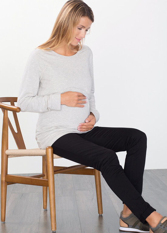 Pebble Grey Maternity Nursing Jumper by Esprit
