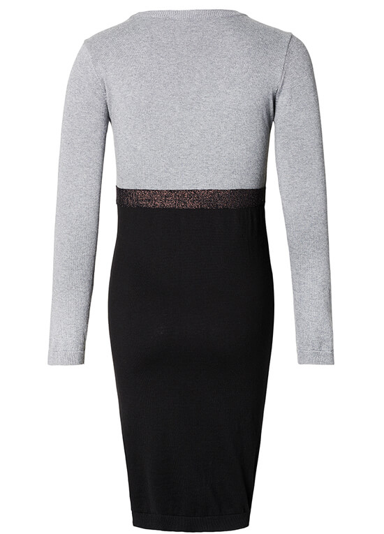 Knitted Black/Grey Colour Block Maternity Dress in by Esprit