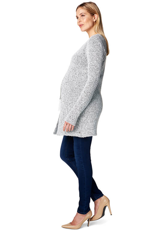 Open Knit Maternity Cardigan in Light Grey by Esprit