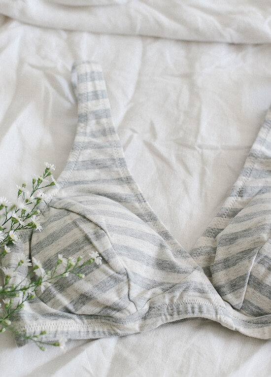 Amy Maternity Nursing Bra in Light Grey Stripe by Queen Bee