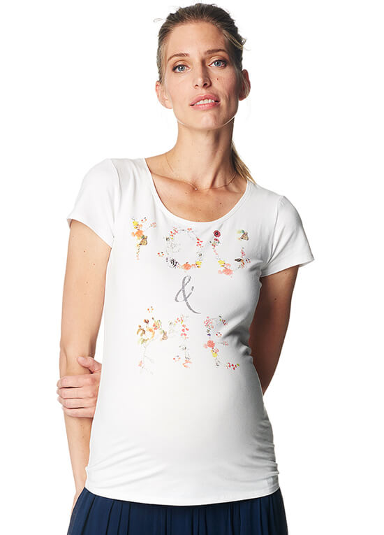 You & Me Vintage Print Maternity Tee in White by Esprit