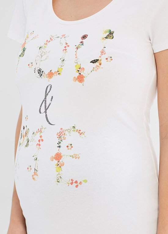 You & Me Vintage Print Maternity Tee in White by Esprit