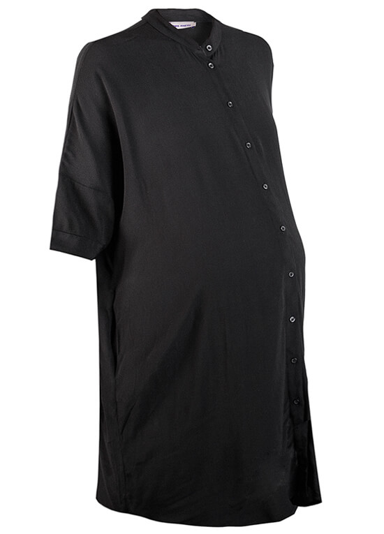 Fluid Maternity Shirt Dress in Black by Queen mum