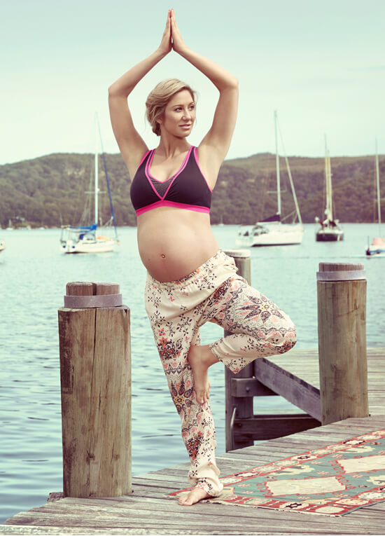 Lotus Yoga Maternity Nursing Bra in Black/Fuchsia by Cake Lingerie