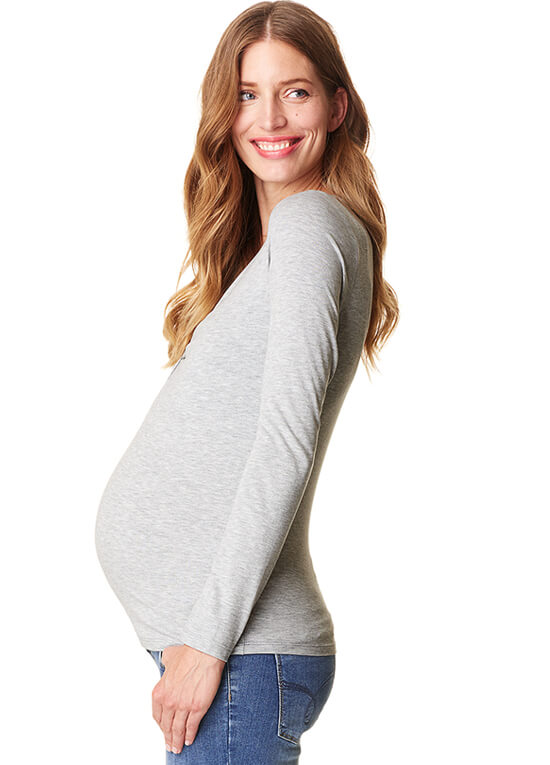 Button Front Maternity Nursing Top in Light Grey by Esprit