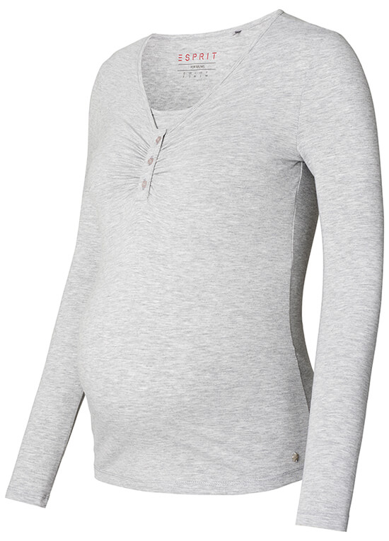 Button Front Maternity Nursing Top in Light Grey by Esprit