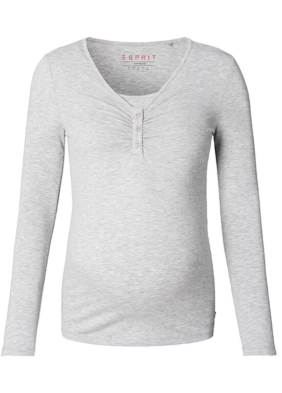 Button Front Maternity Nursing Top in Light Grey by Esprit