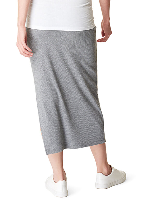 Grey Side Split Maxi Maternity Skirt by Supermom