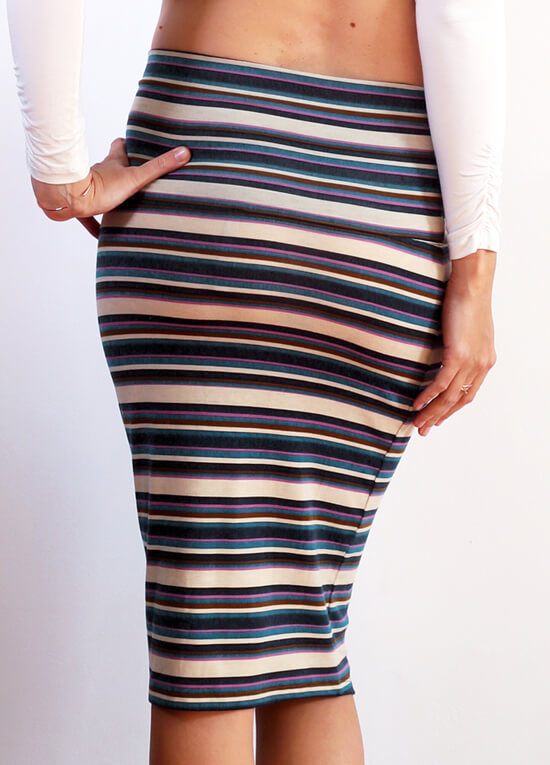 Floressa - Leandre Foldover Maternity Skirt in Lilac Stripe 