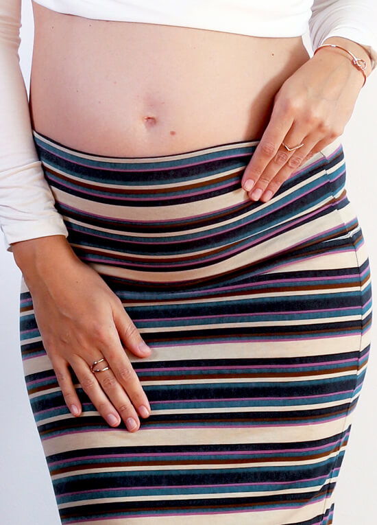 Floressa Leandre Foldover Maternity Skirt in Lilac Stripe | Queen Bee